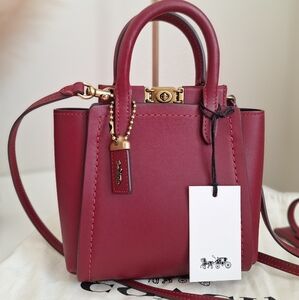 NWT Coach 1941 Troupe Tote 16 Deep Red Leather Crossbody Mini Bag Handbag 79401